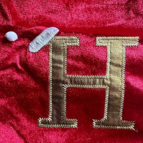 NWOT Red & White Christmas Stocking Gold H Initial Holiday Decoration - Picture 2 of 4